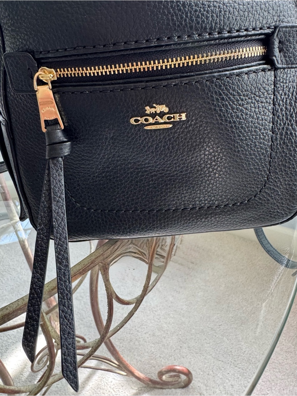 NWT Coach Andi Pebbled Leather Backpack Black Gold Hardware - Picture 9 of 14